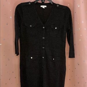 New York & Company Charcoal Knit Sweater Dress
